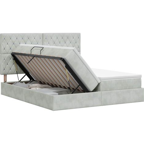 Cama con almacenamiento Gris Claro 180 x 200 cm Terciopelo vidaXL (1/5)