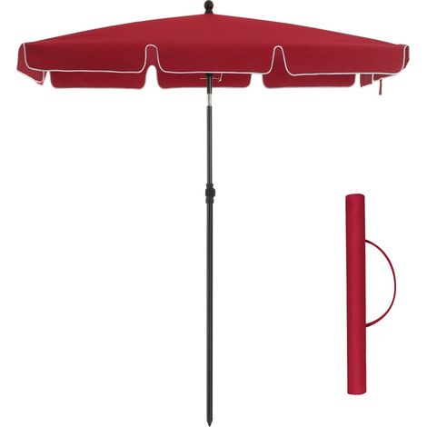Sombrilla rectangular para balcón 2 x 1,25 m Sombrilla de lona con protección UPF 50+ con funda bolsa de transporte terraza jardín sin base rojo