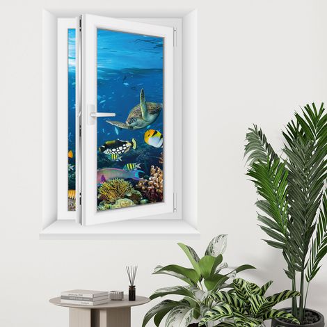 Stickers Trompe l'oeil fenêtre - Océan - 80 x 115 cm (1/5)