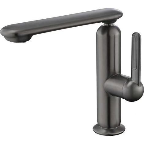 Cross-border 304 Stainless Steel Hot and Cold Water Basin Faucet for Bathroom Countertops, Washbasins, and Handwashing Basins - Gunmetal Grey