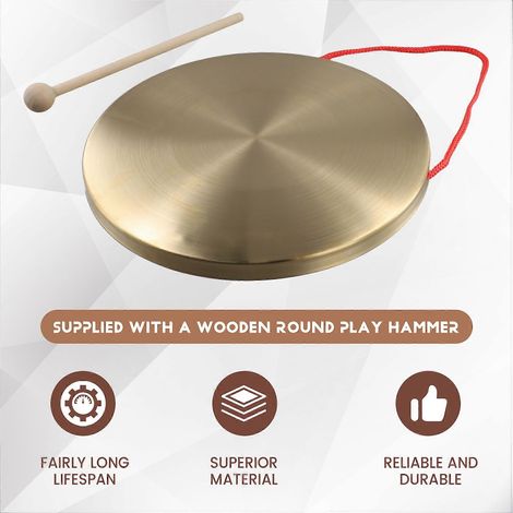 22cm Hand Gong Brass Copper Chapel Opera Percussion with Round Play Hammer (1/5)