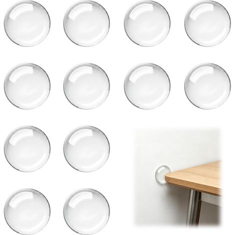 Lot de 12 amortisseurs de porte transparents et discrets, autocollants et ronds (40 mm x 8 mm), pour la protection des murs et l'absorption des chocs. Idéaux pour portes, placards, réfrigérateurs et m (1/5)