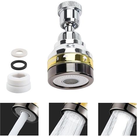 Economiseur D'eau pour Robinet, Brise Jet Robinet, Trois Modes Extension Robinet, Buse Robinet, Économie D'eau, Résistant Éclaboussures, pour Cuisine Salle Bain (1/5)