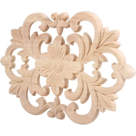 applique décorative en bois sculpté, non peinte, pour porte ou (1/5)