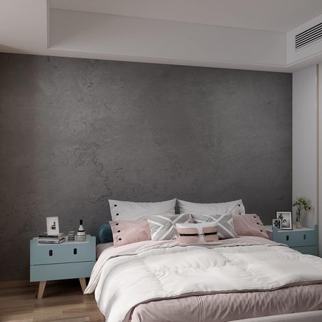 122 cm × 9 m, effet béton gris foncé à noir, papier peint autocollant 3D gris mat, revêtement mural pour meubles, film décoratif, papier peint effet béton pour cuisine. (1/5)