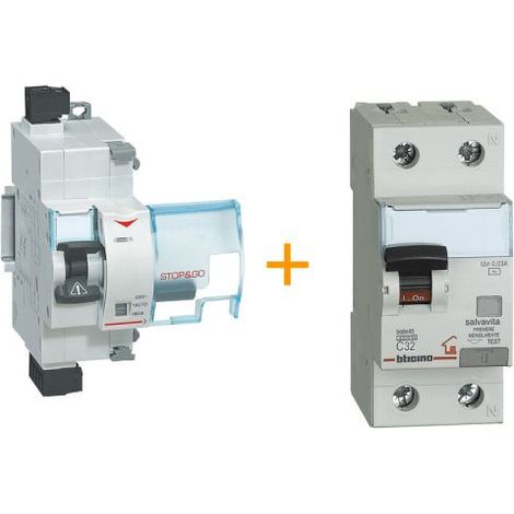 Bticino Salvavita STOP&GO Restart + Interruttore magnetotermico differenziale - F80SG FS80SG + GC8813AC32