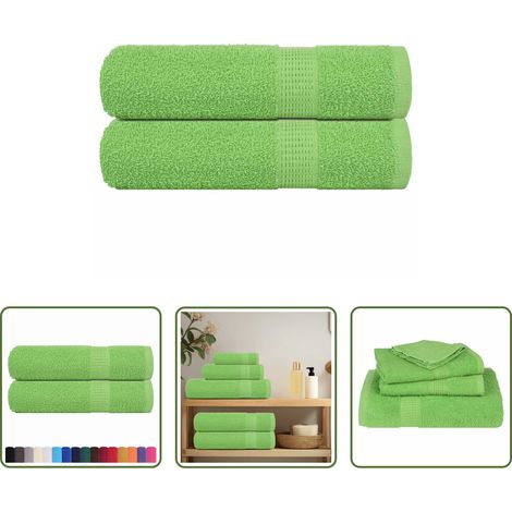 Baumwolle - Handtücher FROGN 2 Stk. Apfelgrün 50x100 cm 360 g/m² (1/5)