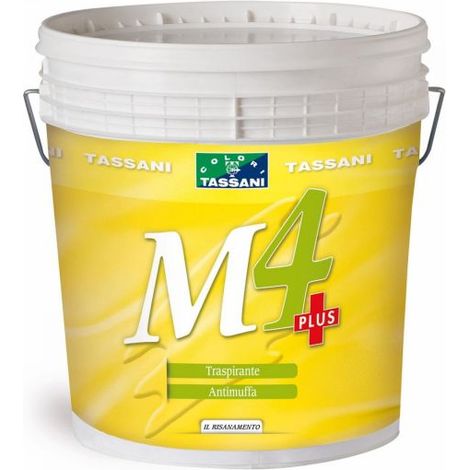 M4 PLUS BIANCO LT.4 PITTURA IDROPITTURA TRASPIRANTE ANTIMUFFA TASSANI