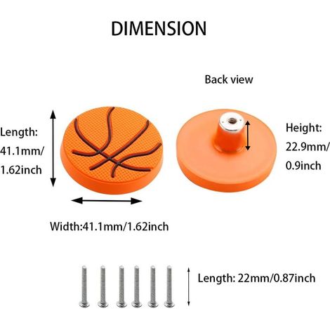 Set mit 6 weichen Gummiknöpfen in Cartoonform für Kinder, Schubladengriff fürs Schlafzimmer (Basketball). (1/4)