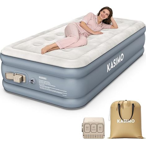 Matelas Gonflable 1 Place, Lit d'Appoint Gonflable avec Pompe Électrique Intégrée, Matelas Autogonflant 1 Personne 99×195×40cm pour Invités, Maison et Camping (1/5)