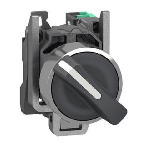 Selettore metallico nero 2 posizioni ritorno a molla 22 mm Push In - XB4BD415