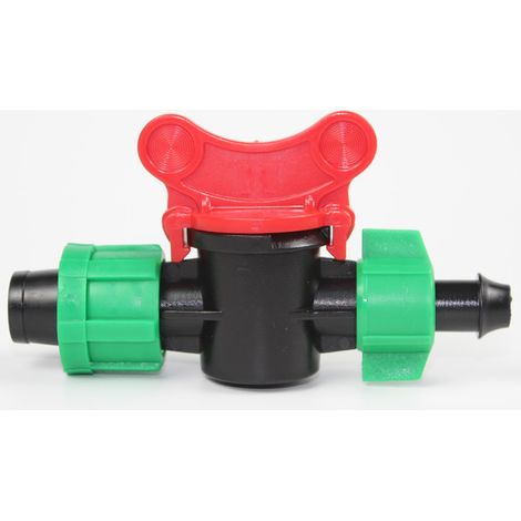 Un ensemble de 10 accessoires de vannes à double verrouillage vertes, 16 mm, adaptés à l'irrigation goutte à goutte. (1/5)