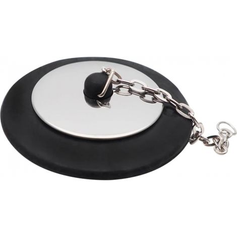 1 Stück Universal-Badewannenstopfen, Waschbeckenstöpsel aus Chrom und Gummi mit 10 cm Metallkette und Aufhängering (1/4)
