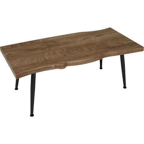 Table basse en métal et plateau effet bois brut FOREST (1/5)