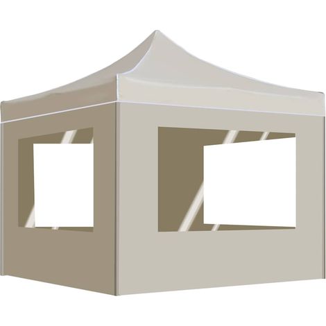vidaXL Tente de réception pliable avec parois Aluminium 3 x 3 m Crème (1/5)