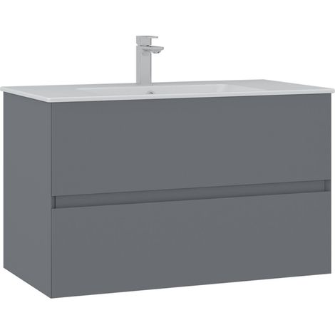 Meuble Vasque "Nest 91 v2" - 91 x 51 x 55 cm - Matte Grey (1/3)
