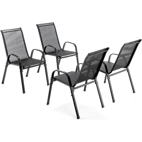 BIRCHTREE Garden Chairs Set of 4 Stackable Garden Furniture Deck Dining Chair