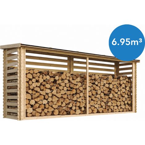 TIMBELA M203 Abri à bûches -l112xL458xH199 cm/ 4m2 - Abri De Stockage Du Bois et range bûches extérieur