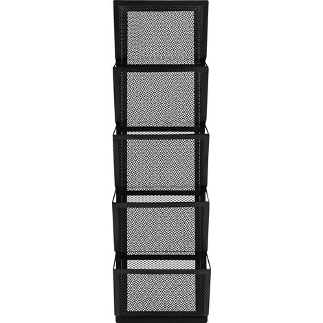 Porte-documents mural, 5 niveaux, construction en fer durable, noir, 1-5 cellules (1/2)