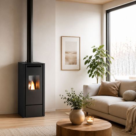 Poêle à granulés canalisable - PUNTO FUOCO Cinzia Can 9.9 kW Blanc (1/5)