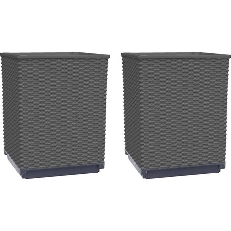 Vassoio per fioriera aiuola rialzata piante fiori giardino terrazze set da 2 30 x 30 x 37 cm polipropilene nero 020038926