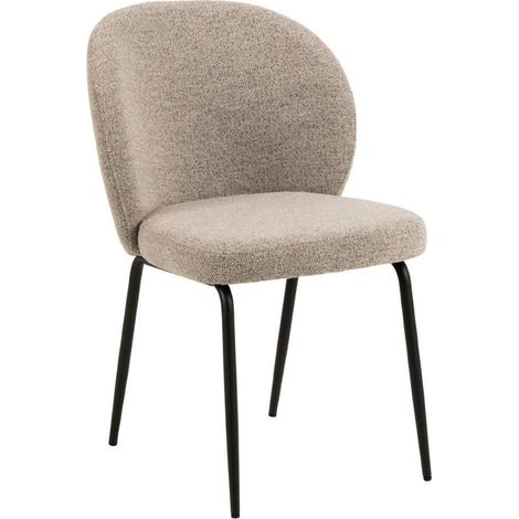 Silla tapizada Patricia, color beige, patas de metal oscuro. (1/5)