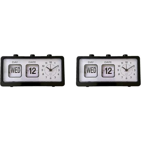 Deux réveils mécaniques, une horloge numérique de bureau originale à clapet avec calendrier, décoration intérieure, style rétro, noire. (1/5)