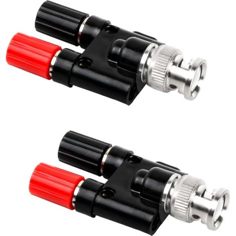 2 Pièces BNC Fiche Mâle à Double 4 mm Prise Adaptateur, BNC Male Plug to 2x4mm Double Banana Jack Socket Binding Post, RF Coaxial Splitter Connecteur pour Oscilloscope (1/5)