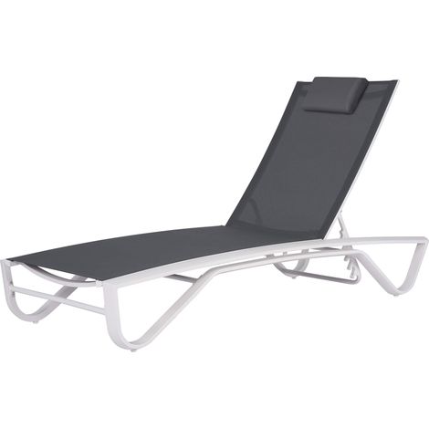 Lettino Prendisole da Giardino 190/175x69,5x32,5/98 cm in Alluminio e Textilene Grigio