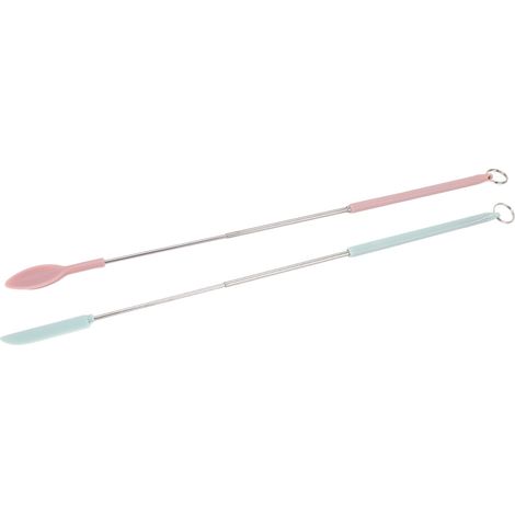 Lot de 2 mini spatules en silicone de qualité alimentaire, racleur de bocaux rétractable en acier inoxydable pour la cuisine (1/5)