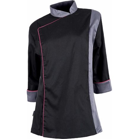 Casaca entallada de cocina de manga francesa WORKTEAM Servicios B9241 L Negro+Gris (1/3)