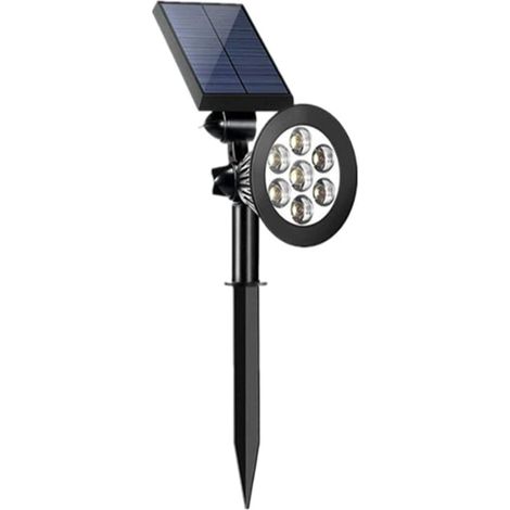 Lámpara solar de jardín con 7 LED para uso exterior, apta para montaje en suelo o pared. Control de brillo preciso con 3 niveles ajustables, resistente al agua (IP55), batería integrada de 2000 mAh. (1/5)