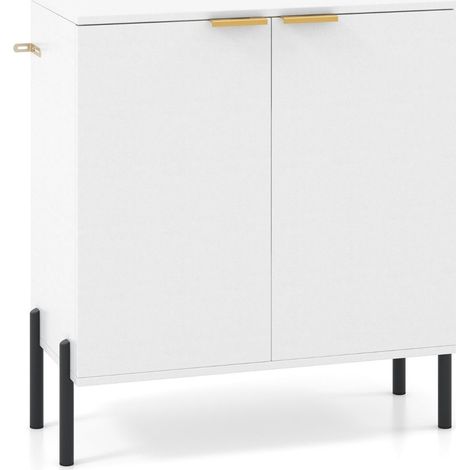 Conjunto de 2 aparadores de dos puertas 70 x 37 x 78 cm con almacenaje ideal y diseño moderno en madera de ingeniería blanca 200017095