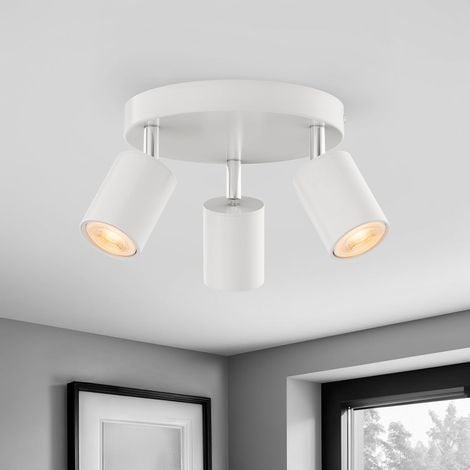1 Plafonnier 3 Spots Orientables, Métal Blanc, Culot GU10, Salon Chambre Cuisine (1/5)