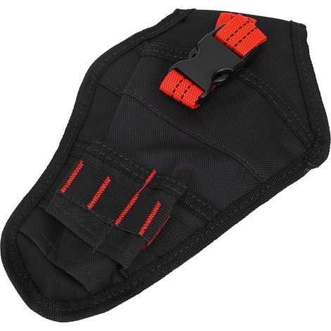 Sacoche de ceinture portable en tissu Oxford, mini-pochette de rangement pour perceuse électrique (noir et rouge) (1/5)