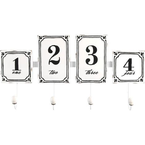 Appendino metallo 4 posti bianco con numeri cm 46x23x6