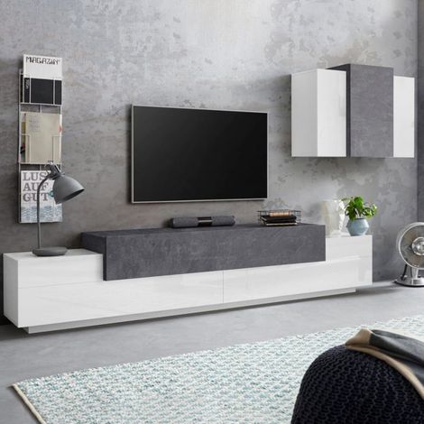 Mueble para salón de diseño moderno blanco antracita Corona Moby Report