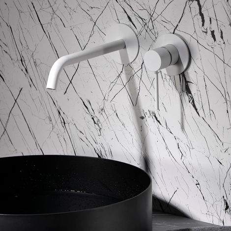 Imex - Grifo Monomando Lavabo Empotrado Blanco (1/2)