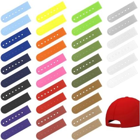 Beyamis Protège-casquettes – 18 paires, 18 couleurs, réglables 7 trous, plastique (1/5)