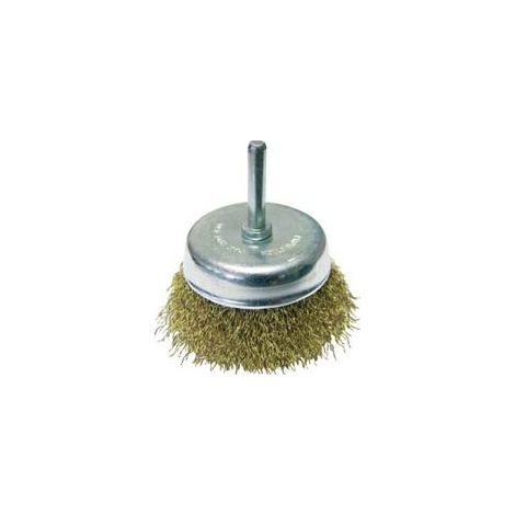 SPAZZOLA A TAZZA FILI ACCIAIO PER TRAPANO EXTRA- - ø mm.50 codolo mm.6 - 6 blister EXCEL