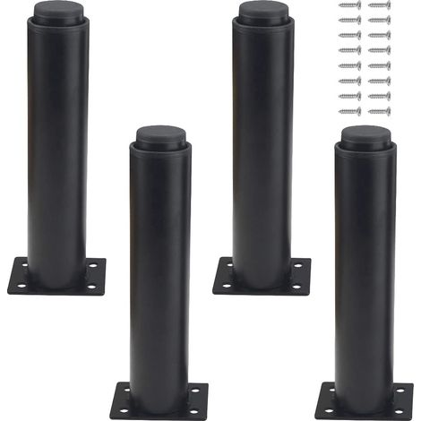 Lot de 4 pieds réglables en métal robuste pour meuble, table, lit, canapé (180-300 mm, noir) (1/5)
