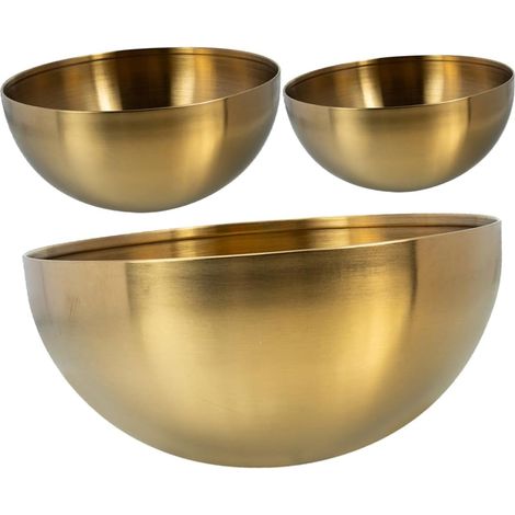 3 pièces Bols à Mélanger Acier Inoxydable Doré Multi-Usage pour Cuisine Salade Nouilles et Stockage Résistant et Polyvalent pour Préparation et Service (1/5)