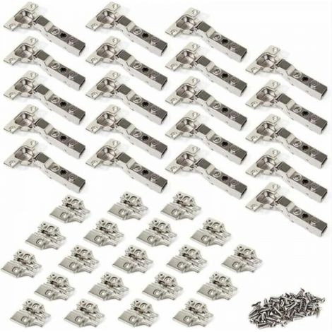 105 Degré Demi Recouvrement Charnières 35mm avec Amortissement pour Porte de Placard Cuisine Charniere pour Meuble Armoires en Semi-applique Lot de 20 - Argent TREETALK (1/5)