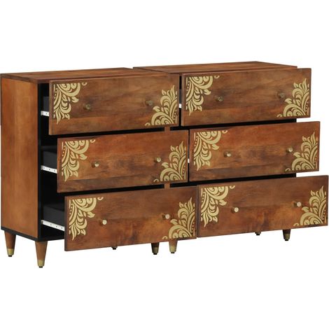 Maison Exclusive - Credenza con cassetto 2 pcs marrone ambrato 60 x 33 x 75 cm (1/5)