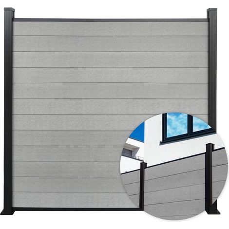 WPC Sichtschutzzaun Kronos 180x180 cm Stone grey (1/3)