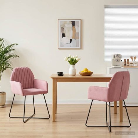 vidaXL Sedie da pranzo 2 pz Velluto Rosa 55 x 50 x 84 cm (1/5)