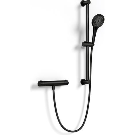 Colonne de douche thermostatique LOMAZOO noir mat entraxe 12 cm