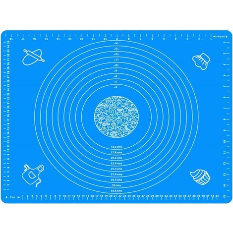 50 x 40cm Non-Stick Silicone Baking Mat, 50 x 40cm Fondant Mat with Measuring Marks, BPA Free (Blue) (1/5)