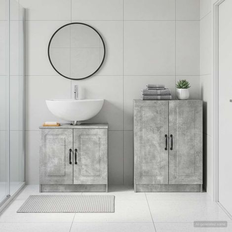 Beyamis Ensemble de 2 meubles de salle de bain , gris béton (1/5)