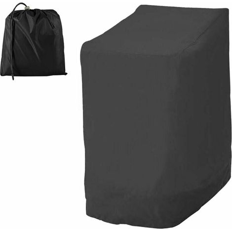 Stackable Garden Chair Cover, 210D Waterproof Oxford Outdoor Patio Chair Cover with Adjustable Rope, 114 x 85 x 65 cm (210D, Black) MUMU (1/4)